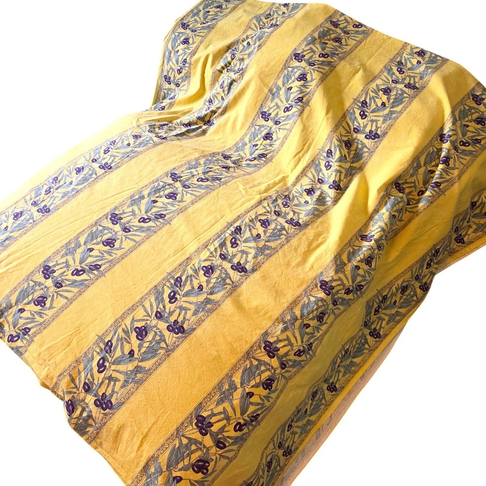 Vent du Sud French Tablecloth Butter Yellow Olive Branch Print 114x58 France